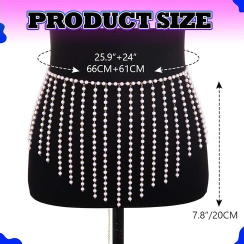 DRESBE Pearl Tassel Body Chains Bikini Belly Waist Chain Summer Beach Body Accessories for Women in Saudi Arabia