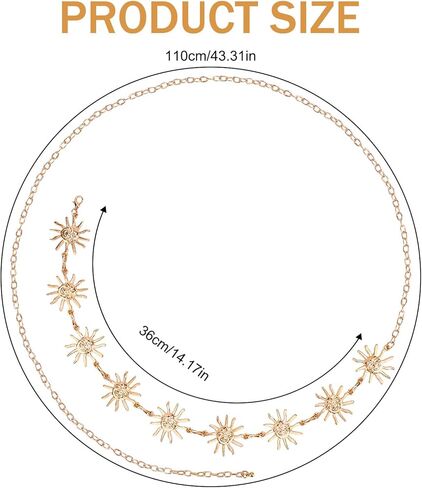 Sun Waist Chain for Women, Gold Flower Belly Chain Belt Stylish Body Jewelry Gift & Decor for Beach Festival Party Outfits in Saudi Arabia