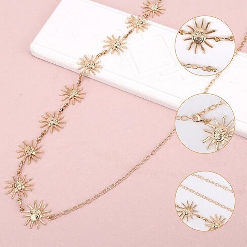 Sun Waist Chain for Women, Gold Flower Belly Chain Belt Stylish Body Jewelry Gift & Decor for Beach Festival Party Outfits in Saudi Arabia