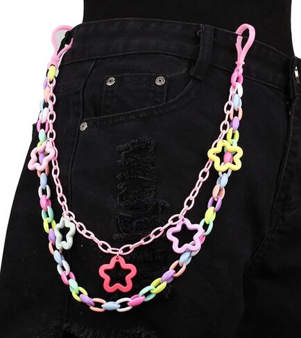 Y2K Star Pants Chain for Men Jean Chains for Women Pocket Chain for Pants Biker Hip Punk Chains Y2K Jewelry for Women Accessory Colorful Trendy Fashion for Music Festival Concert Cosplay in Saudi Arabia
