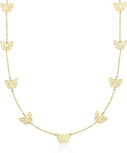 Pure Collection by Ross-Simons Italian 14kt Yellow Gold Butterfly Station Necklace in Saudi Arabia