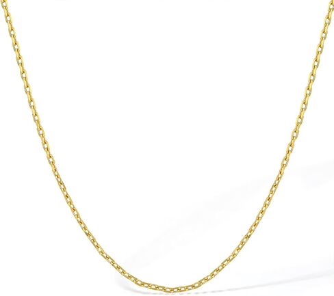 18K Gold Chain Necklace Diamond Cut Cable Chain Link Necklace Real Yellow/Rose/White Gold Chains for Women with Spring-Ring Clasp Dainty Jewelry Present Size 15.7"+2" in Saudi Arabia