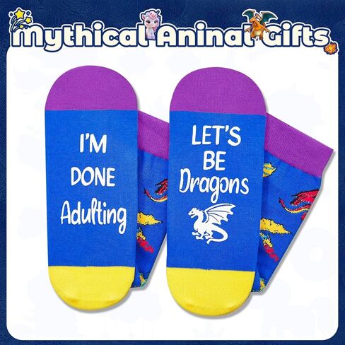 HAPPYPOP Dragon Gifts for Women, Men - Funny Dragon Socks Ideas, Animal Gifts for Adults, Teens in Saudi Arabia