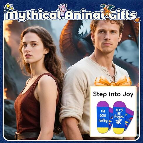 HAPPYPOP Dragon Gifts for Women, Men - Funny Dragon Socks Ideas, Animal Gifts for Adults, Teens in Saudi Arabia