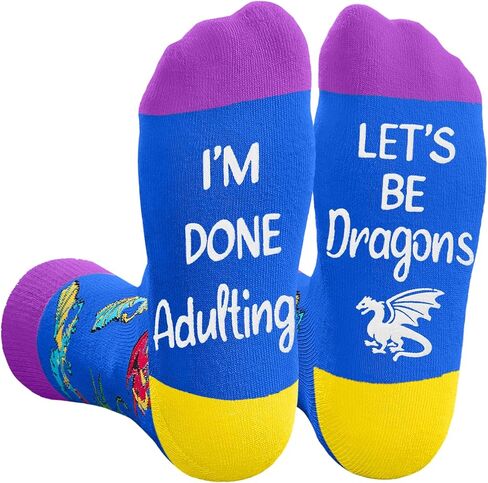 HAPPYPOP Dragon Gifts for Women, Men - Funny Dragon Socks Ideas, Animal Gifts for Adults, Teens in Saudi Arabia