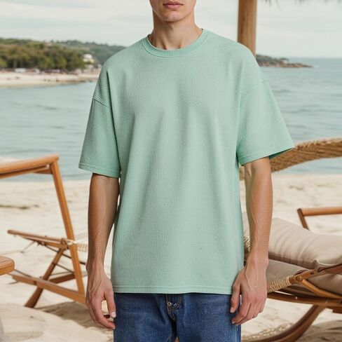 Mens Casual Sport Cloud Textured T Shirt Stretch Crew Neck Short Sleeve Active Quick Dry Athletic Running Gym Workout Tee Top in Saudi Arabia