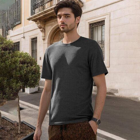 Mens Casual Sport Cloud Textured T Shirt Stretch Crew Neck Short Sleeve Active Quick Dry Athletic Running Gym Workout Tee Top in Saudi Arabia