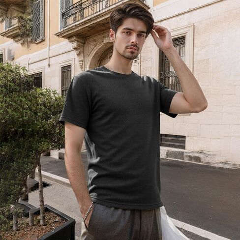 Mens Casual Sport Cloud Textured T Shirt Stretch Crew Neck Short Sleeve Active Quick Dry Athletic Running Gym Workout Tee Top in Saudi Arabia