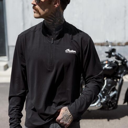 Indian Motorcycle Men's Essential Quarter Zip Top, Black - 2865728 in Saudi Arabia