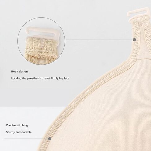 ZJchao Hook Bra Inserted Pad Pocket, Elastic Cotton Material with Hook Design for Mastectomy Silicone Forms in Saudi Arabia