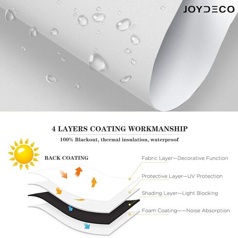 Joydeco ستائر تعتيم دوارة لاسلكية لتعتيم غرفة النوافذ، ظلال ملفوفة مع نظام زنبركي، ستائر نوافذ للحماية من الأشعة فوق البنفسجية للمنزل والمكتب (32 بوصة عرض × 75 بوصة ارتفاع، أبيض) in Kuwait