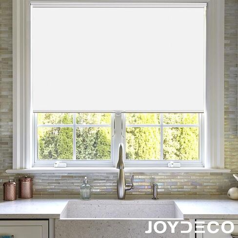 Joydeco ستائر تعتيم دوارة لاسلكية لتعتيم غرفة النوافذ، ظلال ملفوفة مع نظام زنبركي، ستائر نوافذ للحماية من الأشعة فوق البنفسجية للمنزل والمكتب (32 بوصة عرض × 75 بوصة ارتفاع، أبيض) in Kuwait