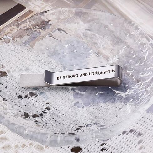 Christian Inspirational Gift for Godson Confirmation Gift for God Son Bible Verse Gifts for Men Godson Christmas Presents for Son Nephew Be Strong And Courageous Gifts Tie Clip Joshua 1:9 in Saudi Arabia