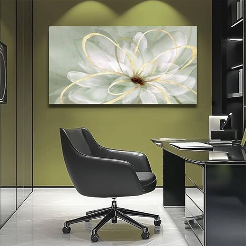 Artexist Flower Wall Decor White Blossom Plant Gold Line Canvas Painting Modern Hand Painted Wall Art for Living Room Bedroom Office 29x58 Inch in Saudi Arabia