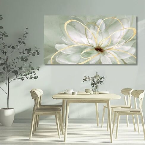 Artexist Flower Wall Decor White Blossom Plant Gold Line Canvas Painting Modern Hand Painted Wall Art for Living Room Bedroom Office 29x58 Inch in Saudi Arabia