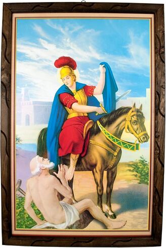 Mrcjsales-Saint Martin Knight في إطار ريفي، لوحة زيتية، 24x36، 13x18، 10x12 بوصة، الفن الديني، ديكور المنزل، ديكور الحائط، أحداث الكنيسة، الهدايا in Kuwait