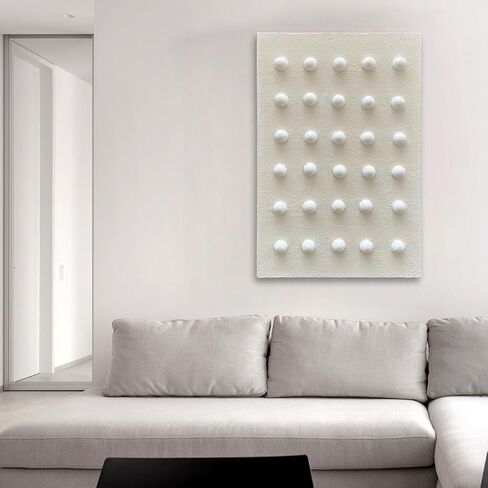NANKAI Art مرسومة يدويًا باللون الأبيض ثلاثي الأبعاد لوحة زخرفية مقاس 36 × 24 بوصة لوحة زيتية تجريدية معاصرة، فن جداري لغرفة المعيشة المنزلية in Kuwait