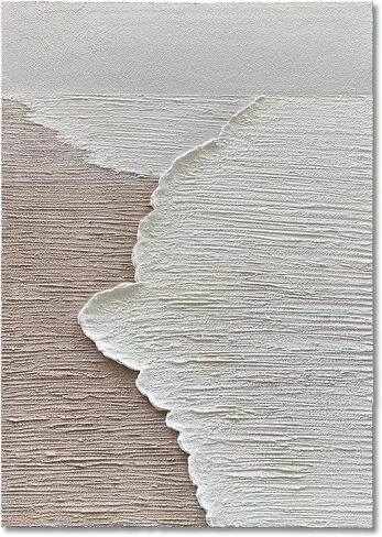 NANKAI Art مرسومة يدويًا باللون الأبيض ثلاثي الأبعاد لوحة زخرفية مقاس 36 × 24 بوصة لوحة زيتية تجريدية معاصرة، فن جداري لغرفة المعيشة المنزلية in Kuwait
