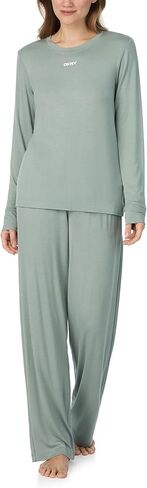 DKNY Womens Sleepwear & Loungewear - Next Gen Classics Collection - Soft Jersey Long Sleeve Crewneck Pajama Top & Pants Set in Saudi Arabia