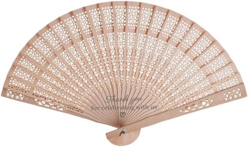 24 Sets Wood Handheld Folding Fans, Sandalwood Fan Favors with Thank You for Celebrating with us, Wedding Party Favors, Birthday Party Gifts in Saudi Arabia