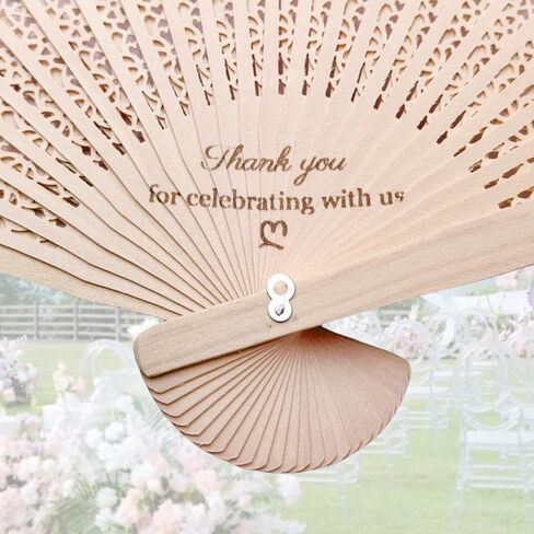 24 Sets Wood Handheld Folding Fans, Sandalwood Fan Favors with Thank You for Celebrating with us, Wedding Party Favors, Birthday Party Gifts in Saudi Arabia
