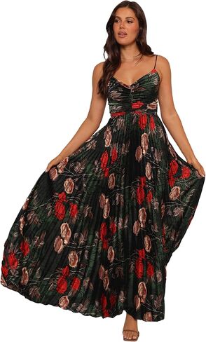 Petal & Pup Women's Naira Pleated Maxi Dress-Green Floral in Saudi Arabia