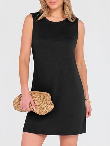 ANRABESS Womens Summer Casual Mini Dresses 2026 Sleeveless Crewneck Split Wrinkle-Free Beach Travel Vacation Short Sundress in Saudi Arabia