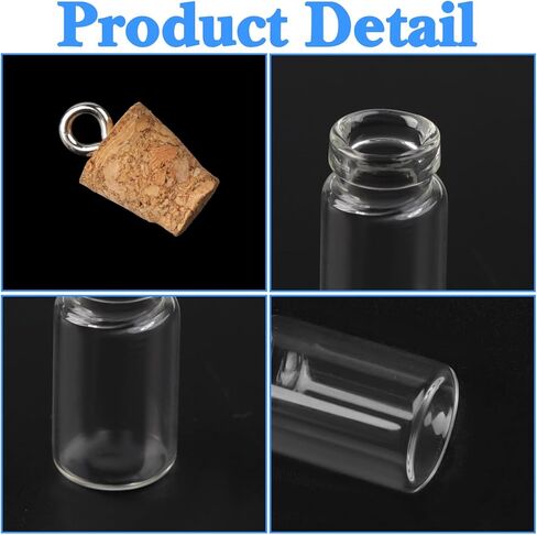BLMHTWO 50 Pcs 1ml Mini Glass Bottles with Cork, Clear Tiny Bottles with Cork Glass Vials Extra Mini Jar with Lids for DIY Art Crafts Project Jewelry Pendant Party Favors in Saudi Arabia