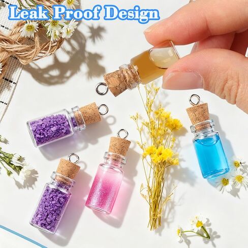 BLMHTWO 50 Pcs 1ml Mini Glass Bottles with Cork, Clear Tiny Bottles with Cork Glass Vials Extra Mini Jar with Lids for DIY Art Crafts Project Jewelry Pendant Party Favors in Saudi Arabia
