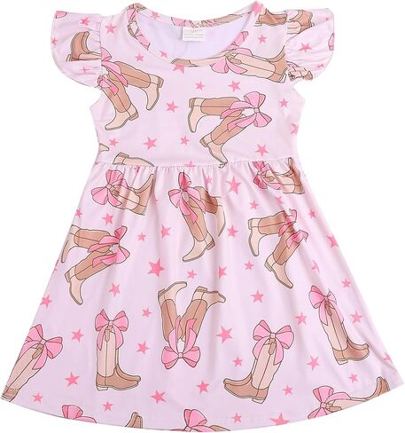Toddler Girl Dress Casual Chicken Print Ruffle Outfit Dress Summer Clothes 2-8Y in Saudi Arabia