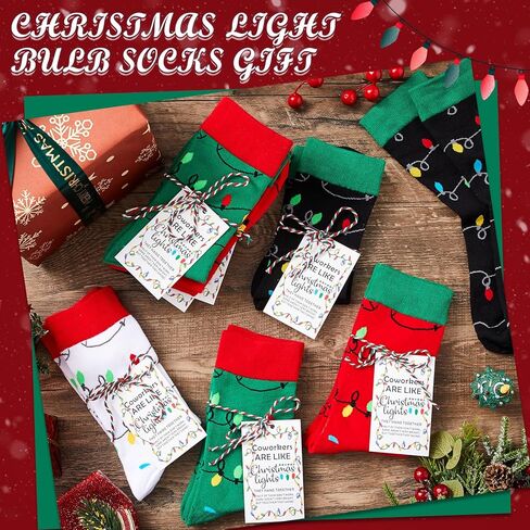 24 Pairs Christmas Light Bulb Socks Bulk Men Women Holiday Sock with Gift Tags Xmas Fun Novelty Colorful Socks Christmas Appreciation Gifts Warm Winter Gifts for Coworker, Stocking Stuffers in Saudi Arabia