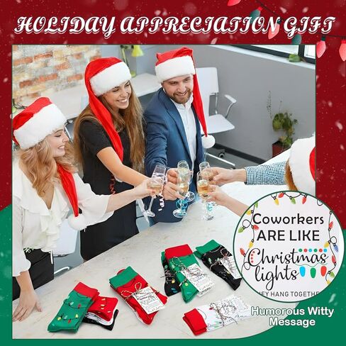 24 Pairs Christmas Light Bulb Socks Bulk Men Women Holiday Sock with Gift Tags Xmas Fun Novelty Colorful Socks Christmas Appreciation Gifts Warm Winter Gifts for Coworker, Stocking Stuffers in Saudi Arabia