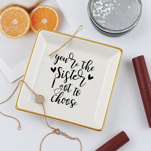Best Sister Gifts for Women, Ceramic Ring Dish You Are the Sister I Got to Choose Trinket Dish Jewelry Tray, Friend Gift for Women Sis Friends Soul Bestie BFF Her in Saudi Arabia