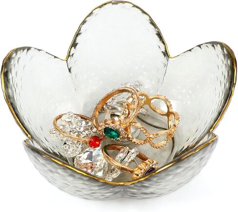 Flower Ring Dish Jewelry Tray Small Trinket Dishes Glass Jewelry Dish Tray Nightstand Jewellery Ring Holder Dishes Bathroom Jewelrys Plate Bowl Aesthetic Room Decor for Women Men Gift in Saudi Arabia