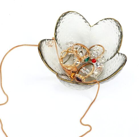 Flower Ring Dish Jewelry Tray Small Trinket Dishes Glass Jewelry Dish Tray Nightstand Jewellery Ring Holder Dishes Bathroom Jewelrys Plate Bowl Aesthetic Room Decor for Women Men Gift in Saudi Arabia