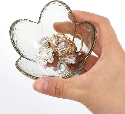 Flower Ring Dish Jewelry Tray Small Trinket Dishes Glass Jewelry Dish Tray Nightstand Jewellery Ring Holder Dishes Bathroom Jewelrys Plate Bowl Aesthetic Room Decor for Women Men Gift in Saudi Arabia