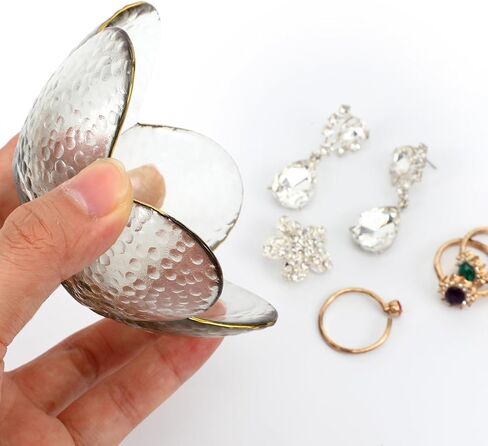 Flower Ring Dish Jewelry Tray Small Trinket Dishes Glass Jewelry Dish Tray Nightstand Jewellery Ring Holder Dishes Bathroom Jewelrys Plate Bowl Aesthetic Room Decor for Women Men Gift in Saudi Arabia