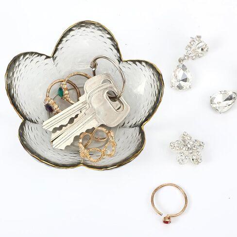 Flower Ring Dish Jewelry Tray Small Trinket Dishes Glass Jewelry Dish Tray Nightstand Jewellery Ring Holder Dishes Bathroom Jewelrys Plate Bowl Aesthetic Room Decor for Women Men Gift in Saudi Arabia