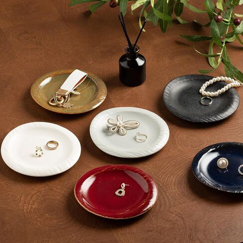 Ceramic Jewelry Tray Decorative Ring Holder and Trinket Dish for Women Wedding Engagement Birthday Gift for Her Jewelry Organizer Vanity Tray (red) in Saudi Arabia