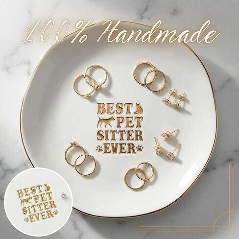 InnoBeta Pet Sitter Thank You Gift - Best Ever Porcelain Ring Dish 4.75" - Dog Cat Caregiver Appreciation Present - Christmas, End of Stay, Anniversary in Saudi Arabia