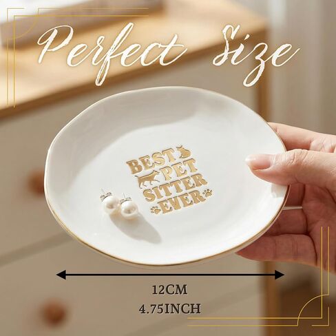 InnoBeta Pet Sitter Thank You Gift - Best Ever Porcelain Ring Dish 4.75" - Dog Cat Caregiver Appreciation Present - Christmas, End of Stay, Anniversary in Saudi Arabia