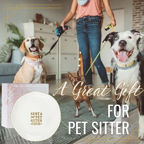 InnoBeta Pet Sitter Thank You Gift - Best Ever Porcelain Ring Dish 4.75" - Dog Cat Caregiver Appreciation Present - Christmas, End of Stay, Anniversary in Saudi Arabia