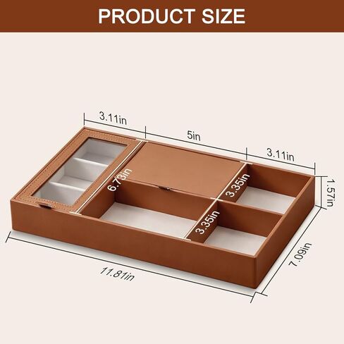Jewelry Organizer Tray with See-Through Flip Lid, Drawer Storage & Desktop Display Case for Earrings, Necklaces, Rings, Brooches, Multi-Compartment Dust-Proof Vanity Organizer in Saudi Arabia