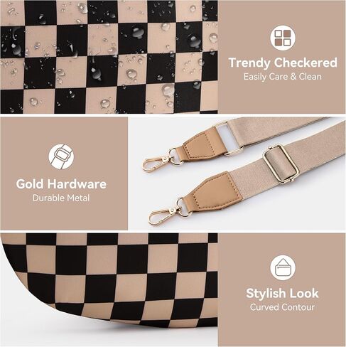 KALIDI Checkered Crossbody Bags for Women Travel Flat Fanny Packs for Woman Men Nylon Cross Body Purse Fashion Belt Bum Bag in Saudi Arabia