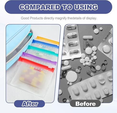 Weekly Pill Organizer 2 Times a Day - Timueetech A6 Waterproof 14 Pill Pouch Bags for Travel, BPA-Free Medicine Storage with Labels & Self-Sealing Design for Vitamins and Supplements, Blue in Saudi Arabia