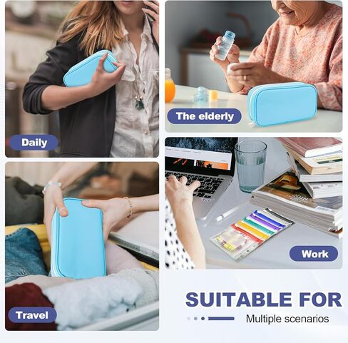 Weekly Pill Organizer 2 Times a Day - Timueetech A6 Waterproof 14 Pill Pouch Bags for Travel, BPA-Free Medicine Storage with Labels & Self-Sealing Design for Vitamins and Supplements, Blue in Saudi Arabia