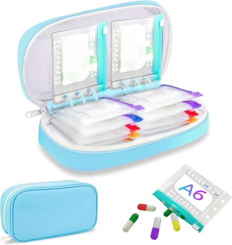 Weekly Pill Organizer 2 Times a Day - Timueetech A6 Waterproof 14 Pill Pouch Bags for Travel, BPA-Free Medicine Storage with Labels & Self-Sealing Design for Vitamins and Supplements, Blue in Saudi Arabia