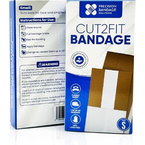 ضمادات لاصقة Cut2Fit - ضمادة قماشية مرنة للعناية بالجروح والإسعافات الأولية، تدوم طويلاً وتسمح بمرور الهواء - حجم مخصص للجروح والخدوش البسيطة، بطول 1 متر (كبير) in Kuwait