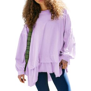 تيشيرتات نسائية كبيرة الحجم بأكمام طويلة بلوزة بيبلوم واسعة فضفاضة مناسبة للارتداء مع قمصان ضيقة للتمرين in Kuwait