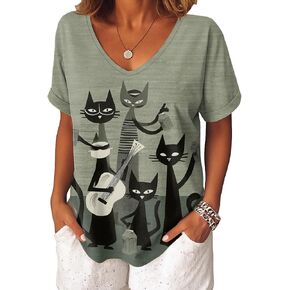 Womens Short Sleeve Summer Tops V Neck Dressy Casual Shirts Trendy Tunic Blouses 2026 Vacation Fashion Clothes in Kuwait